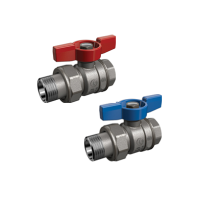 Кран шаровой с отводом 1"F x 1"M (ручка - бабочка красная) / 1 / 20 шт