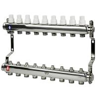 Коллекторная группа с ручными регулирующими клапанами и кронштейном (евроконус 3/4") нержавеющая ста