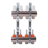 K013 1"x 4 Коллектор с расходомерами, с кронштейнами, под сервоприводы М28х1,5