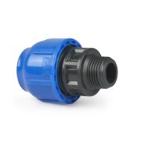 Муфта компрессионная, полипропилен наружная резьба 20х 3/4", для полиэтиленовых труб, РТП