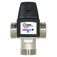 Термостатический смеситель 1" наружная резьба, боковой выход (35-60°C), никелированный, 1/ 48 шт