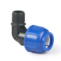 Отвод компрессионный, полипропилен наружная резьба 20х 1/2", для полиэтиленовых труб, РТП