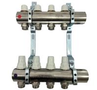 K009 1"X4 Коллектор без расходомеров, с кронштейнами, под сервоприводы М28х1,5. Дополнительный выход