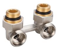 Н-вентиль 3/4" угловой с переходниками 3/4"х1/2" для стального панельного радиатора, 10/ 80 шт