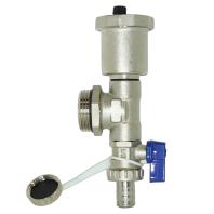 Концевой элемент коллектора 1" с воздухоотводчиком  и сливным краном с синей бабочкой, 1/ 50 шт