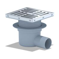 Трап горизонтальный регулируемый с сухим затвором решетка нержавеющая сталь ВК ПП 150/150х50, серый,