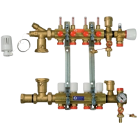 Сборный коллекторный узел с обвязкой и расходомерами 1" x 3/4"E /7