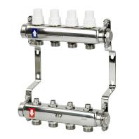 Коллекторная группа с ручными регулирующими клапанами и кронштейном (евроконус 3/4") нержавеющая ста