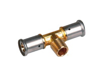 Тройник НР, латунь пресс, 16x1/2"x16 Тройник НР, латунь пресс, 16x1/2"x16