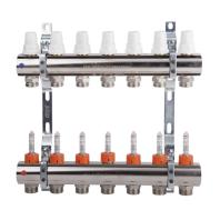 K013 1"x 7 Коллектор с расходомерами, с кронштейнами, под сервоприводы М28х1,5