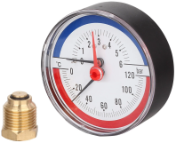 Термоманометр 1/2"- 0-6 бар- 0-120°C с задним подключением Ø80 мм, 1/ 60 шт
