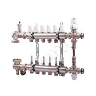 K013 1"x 4 Коллектор с расходомерами, с кронштейнами, со смесительной группой без насоса, под сервоп