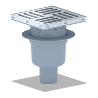 Трап вертикальный регулируемый с сухим затвором решетка из нержавеющей стали ВК ПП 150/150х50, серый