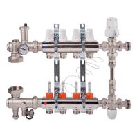 K013 1"x 4 Коллектор с расходомерами, с кронштейнами, со смесительной группой без насоса, под сервоп