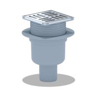 Трап вертикальный регулируемый с сухим затвором решетка из нержавеющей стали ВК ПП 100/100х50, серый