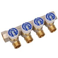 227 3/4"х 4 Коллектор простой сборный с отсекающими кранами, выходы 1/2"M.RU