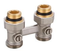 Н-вентиль 3/4" прямой с переходниками 3/4"х1/2" для стального панельного радиатора, 12/ 96 шт