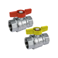 Кран шаровой с вн./вн. резьбой 1/2" (ручка - бабочка красная) / 10 / 100 шт