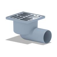 Трап горизонтальный не регулируемый с сухим затвором решетка нержавеющая сталь ВК ПП 100/100х50, сер