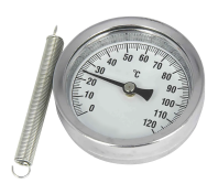 Термометр накладной с пружиной 0-120°C, Ø64 мм, 1/ 100 шт