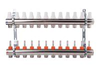 K013 1"x12 Коллектор с расходомерами, с кронштейнами, под сервоприводы М28х1,5