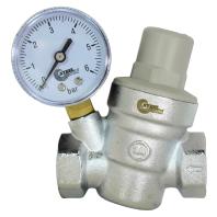 Редуктор давления 3/4" с манометром, на выходе регулировка от 1,5 до 6 бар, никелированный, 1/ 30 шт